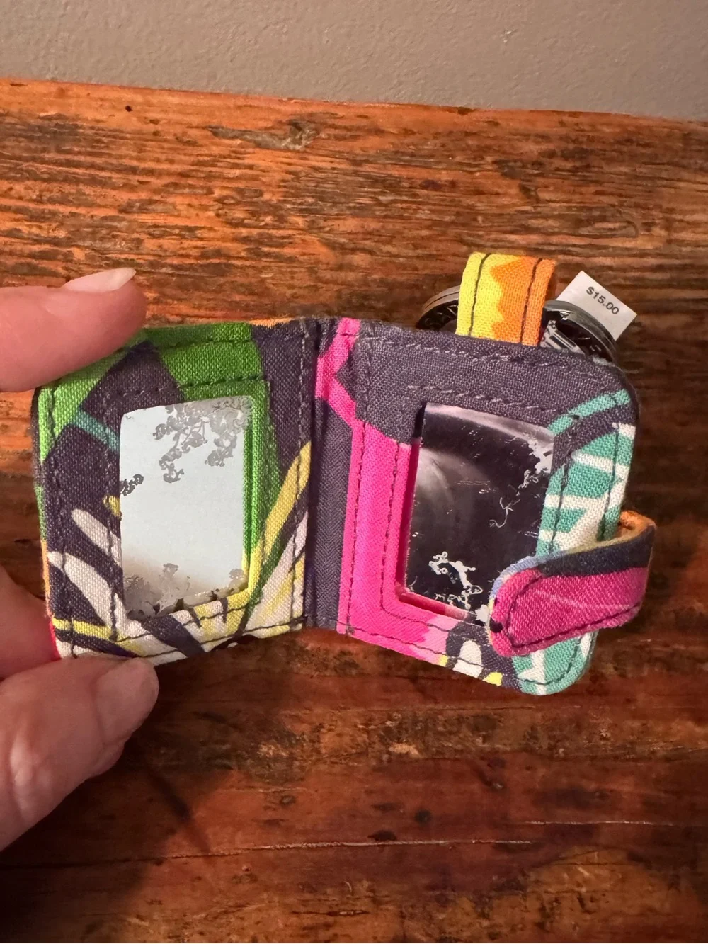 New but Flawed Vera Bradley “Mirror Mirror” Quilted Keychain in “Jazzy Blooms”